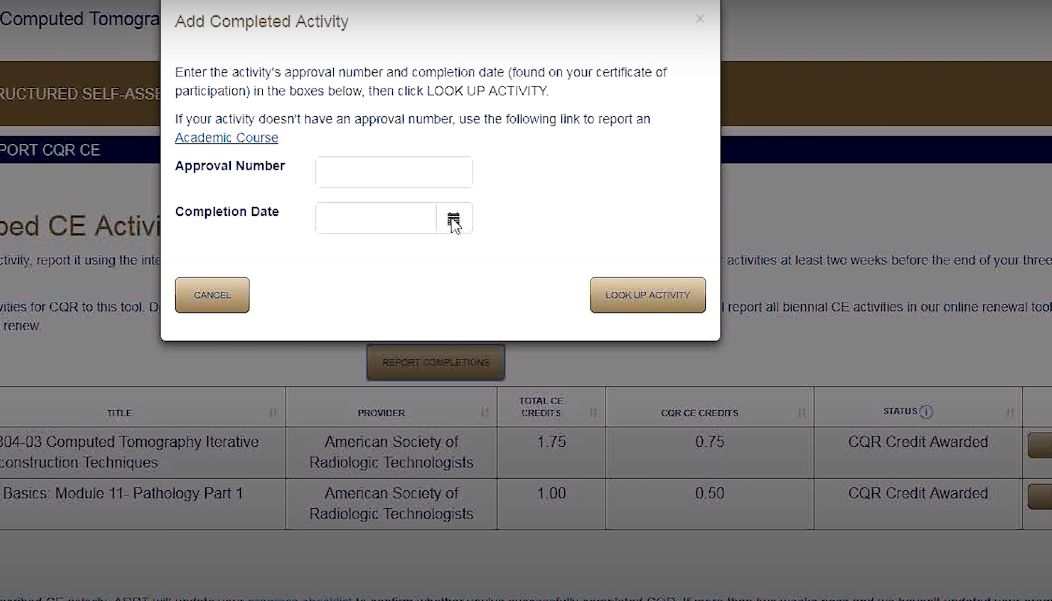 ARRT Prescribed CE Tool