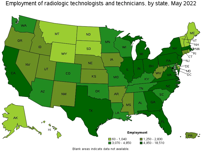 Rad Tech salary range in the US by state